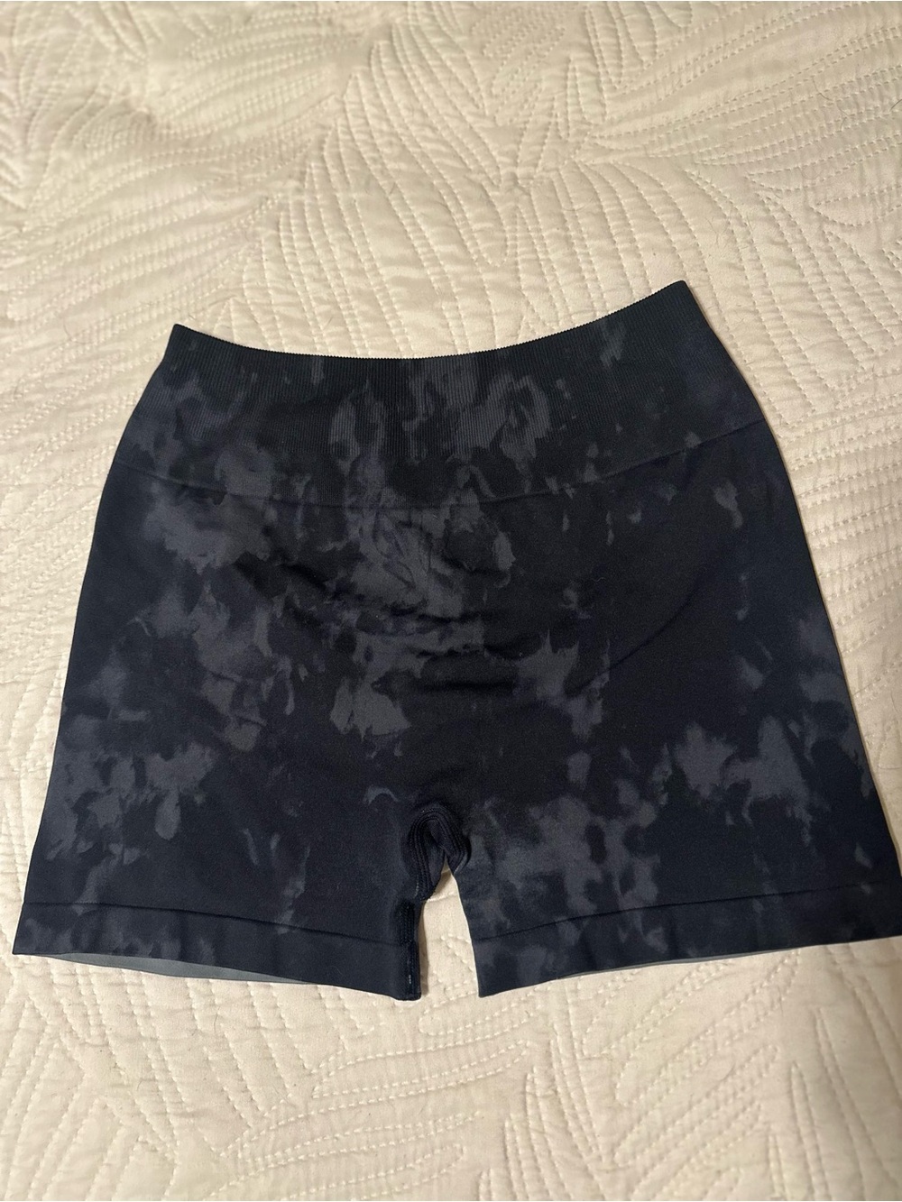High-Waist Tie-Dye Black Workout Shorts